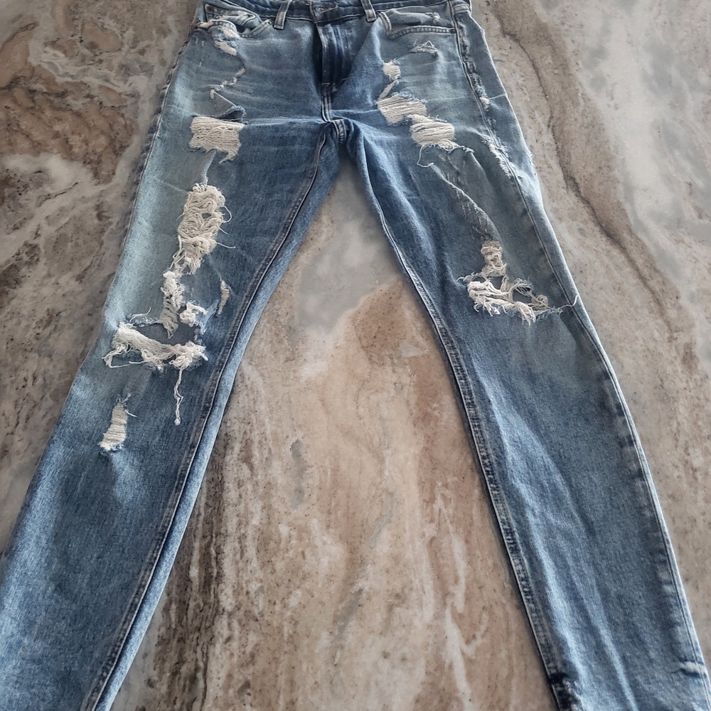 Lucky Brand Blue Distressed Straight Leg Jeans